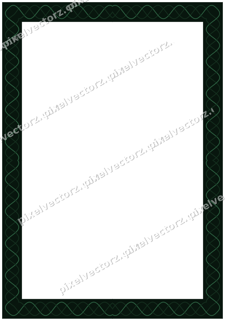 Decorative picture frame border in dark green with guilloche band