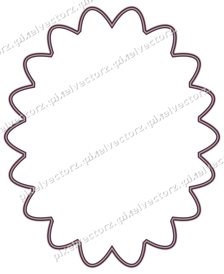 Decorative line art frame in dark magenta and lime with oval