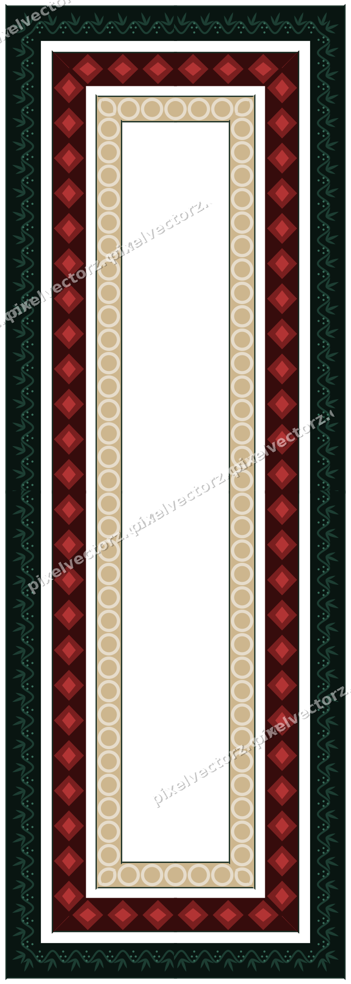 Decorative picture frame border in dark red with diamond band