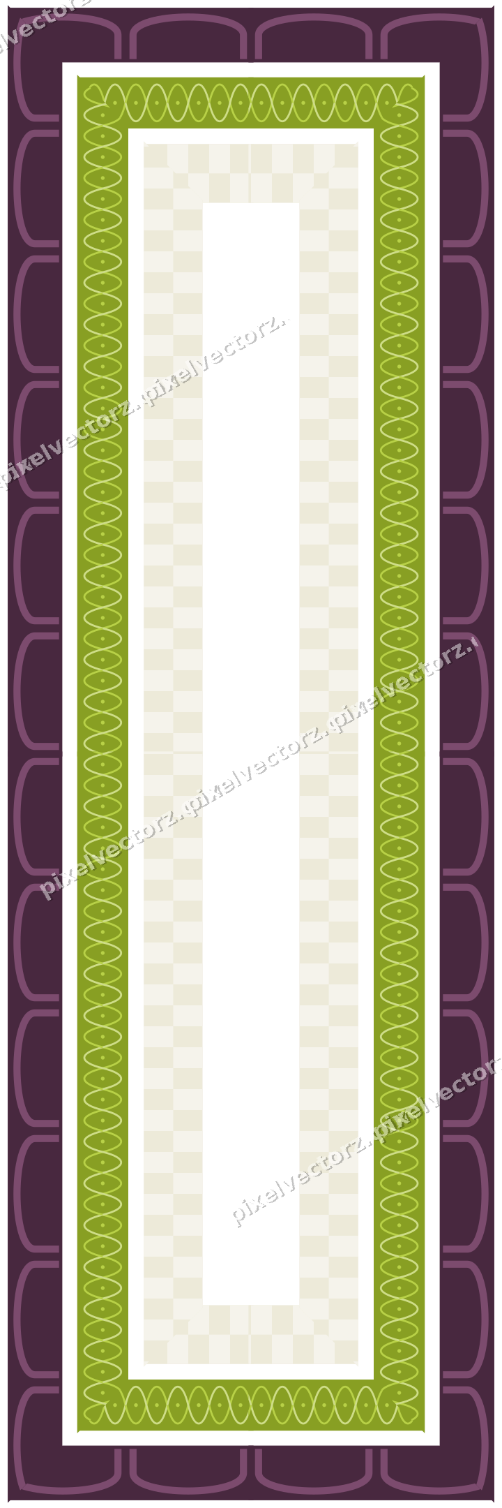 Decorative picture frame border in dark magenta with arcade frieze