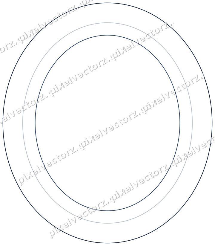 Decorative line art frame in dark blue and white with oval