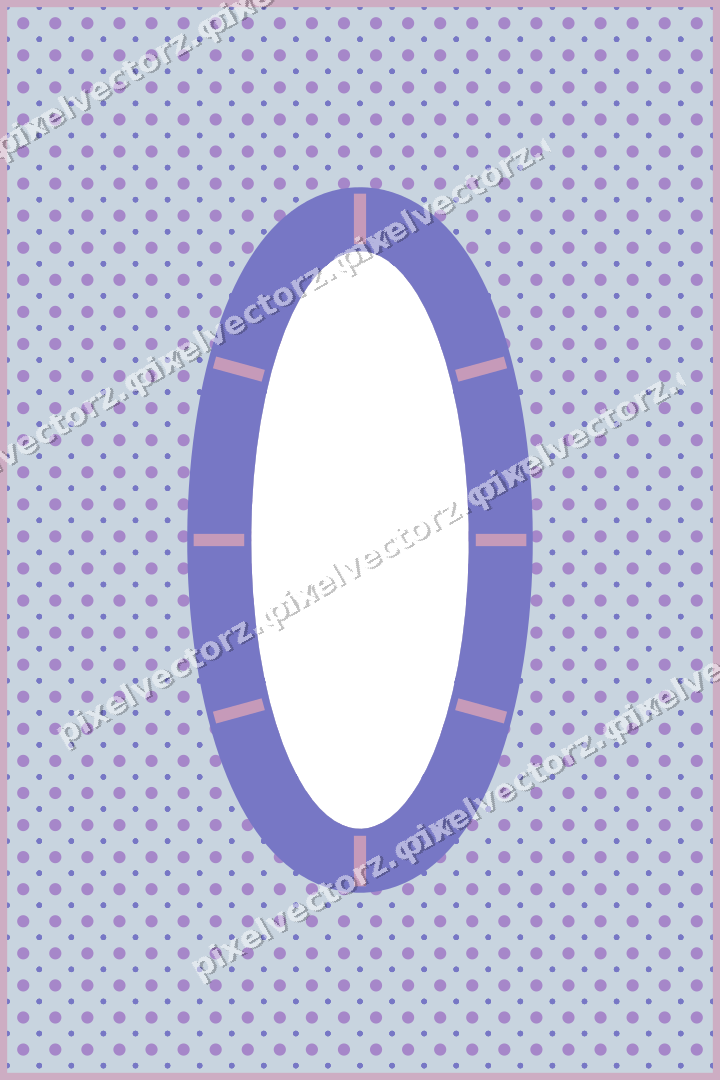 Decorative patterned mat frame in purple and blue with polka dots