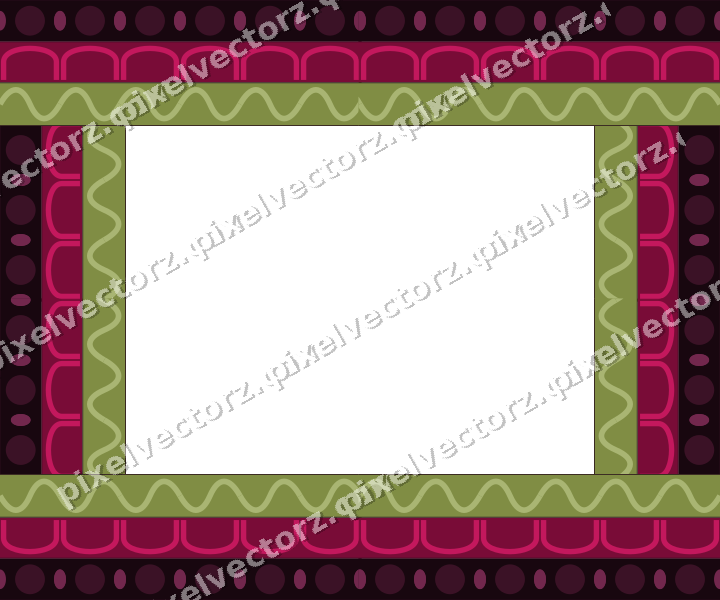 Decorative picture frame border in lime and pink with bead and reel