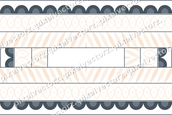 Decorative picture frame border in blue and orange with scale band