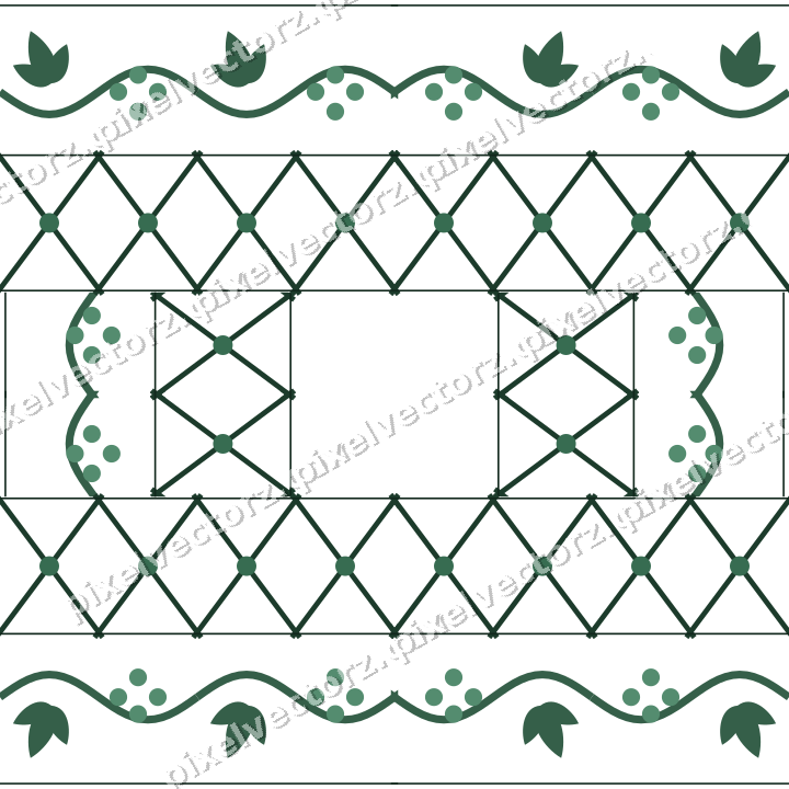 Decorative picture frame border in dark green with grape vine