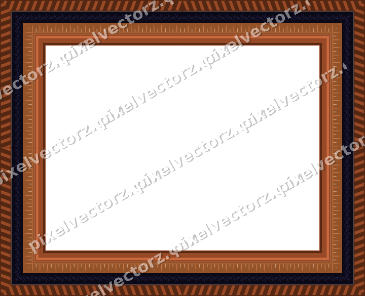 Decorative picture frame border in orange and blue with diagonal band