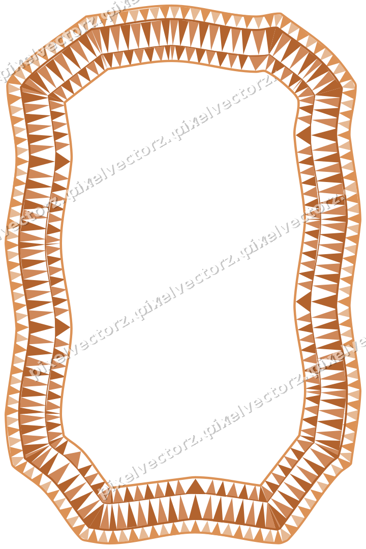 Decorative line art frame in orange and teal with label plaque