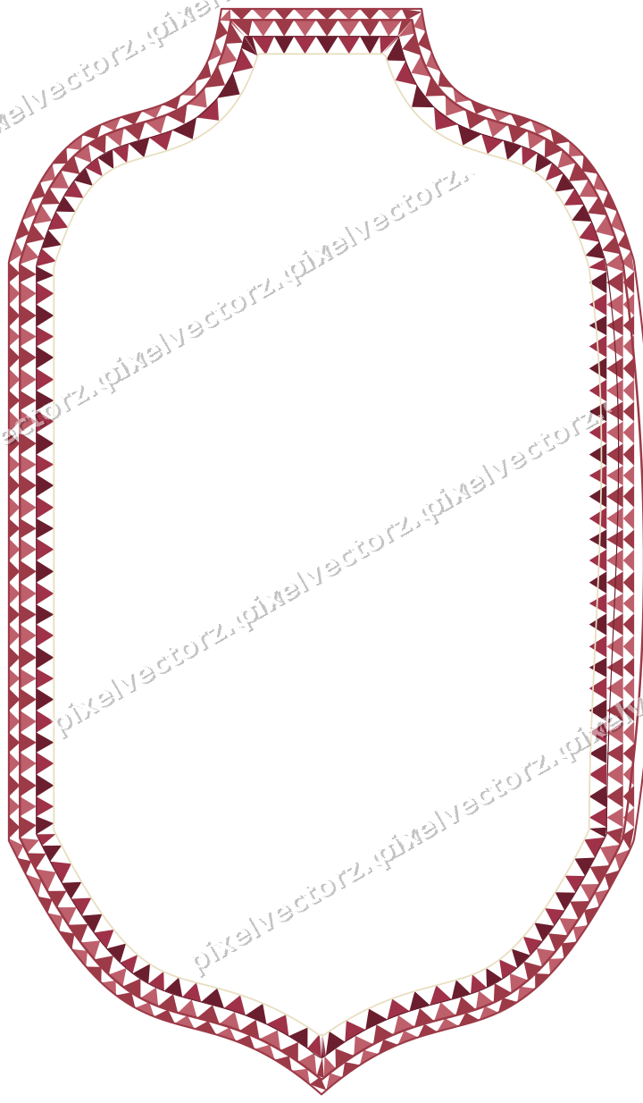 Decorative line art frame in dark pink and red with label plaque