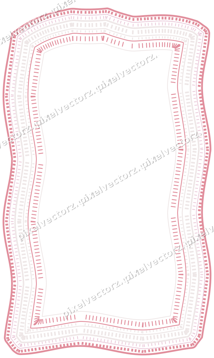 Decorative line art frame in pale pink and pale red with label plaque