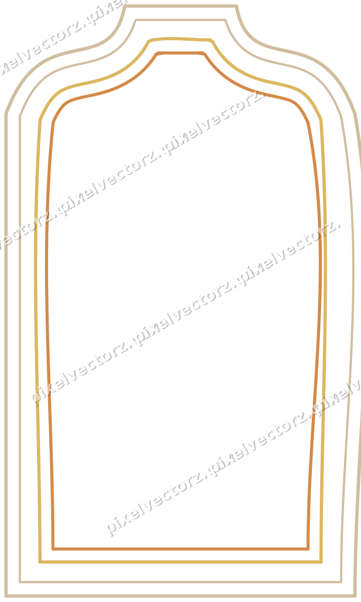 Decorative line art frame in orange and amber with label plaque