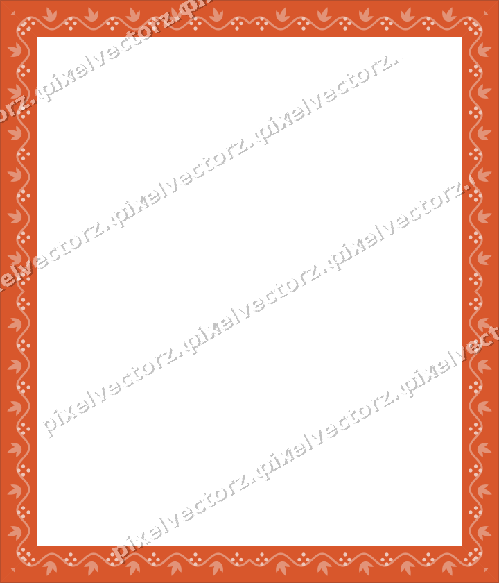 Decorative picture frame border in orange and cyan with grape vine