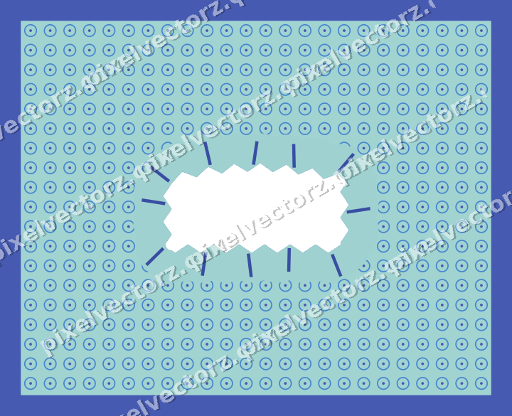 Decorative patterned mat frame in blue and cyan with ring pattern