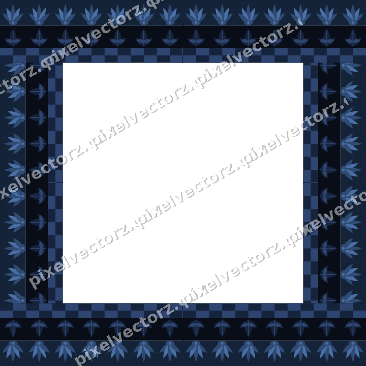 Decorative picture frame border in dark blue with acanthus leaf