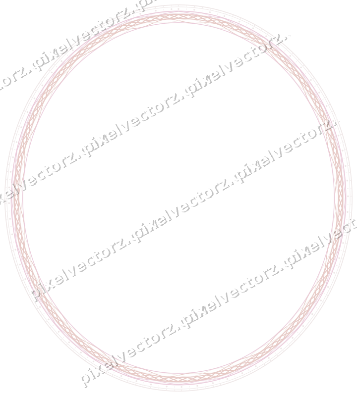 Decorative line art frame in pale pink and pale red with oval