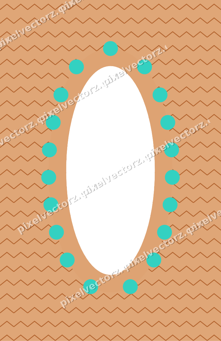 Decorative patterned mat frame in orange and teal with zigzag