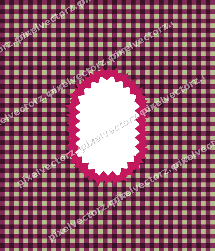 Decorative patterned mat frame in lime and pink with gingham check