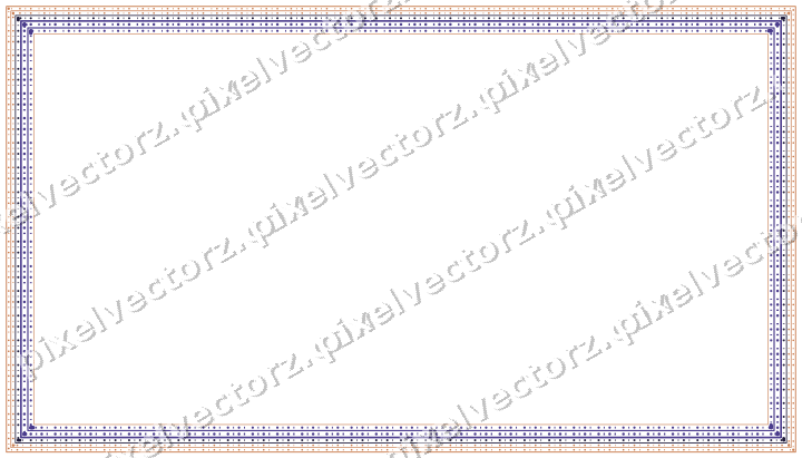 Decorative line art frame in orange and blue with label plaque