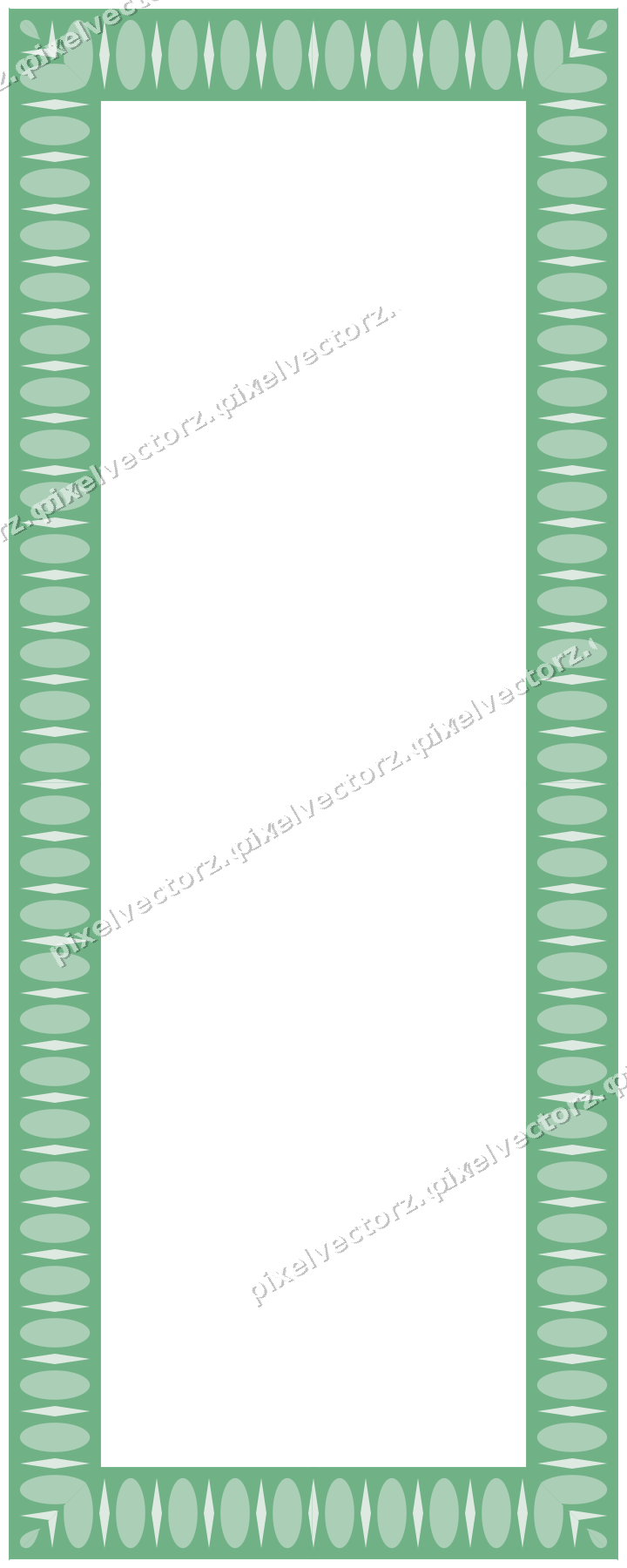 Decorative picture frame border in green and teal with egg and dart