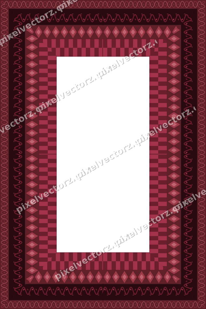 Decorative picture frame border in dark pink and red with arabesque
