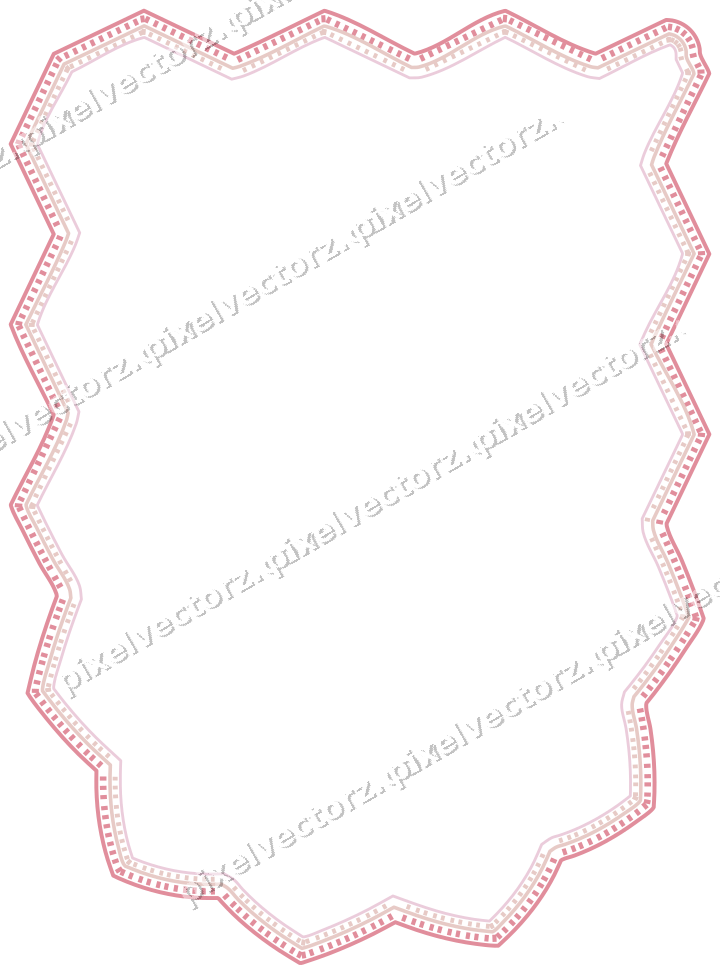Decorative line art frame in pale pink and pale red with shield