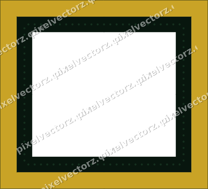 Decorative picture frame border in dark green and amber with dot row