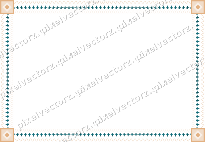 Decorative picture frame border in dark teal and orange with wave band