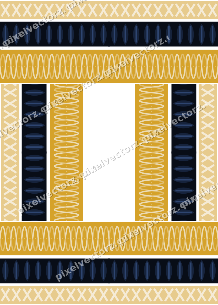 Decorative picture frame border in dark blue and amber with cross band
