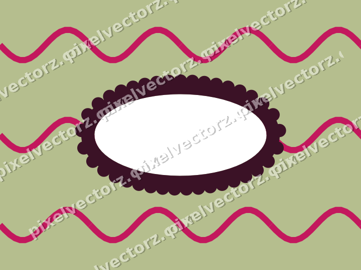 Decorative patterned mat frame in lime and pink with wavy lines