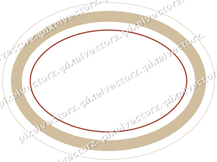 Decorative line art frame in orange and amber with oval