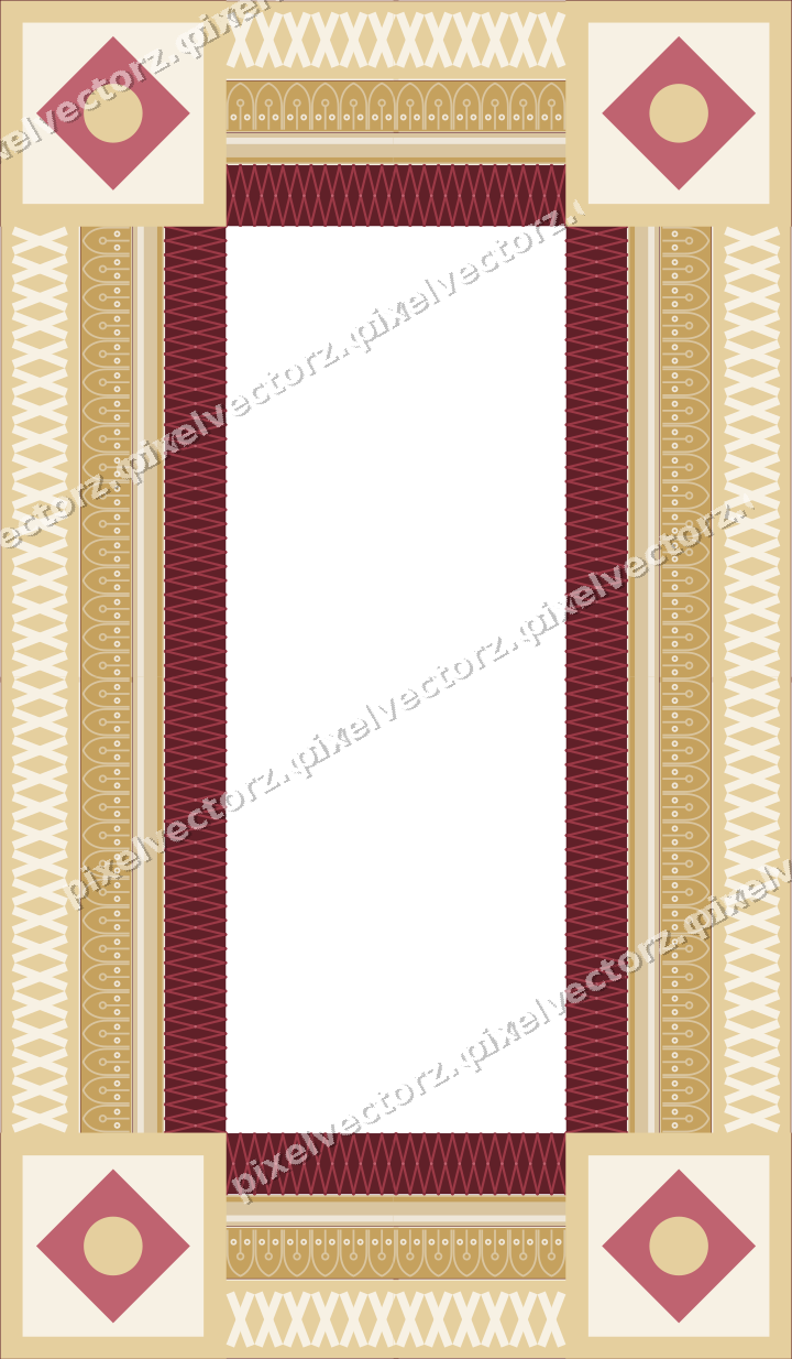 Decorative picture frame border in dark pink and red with cross band