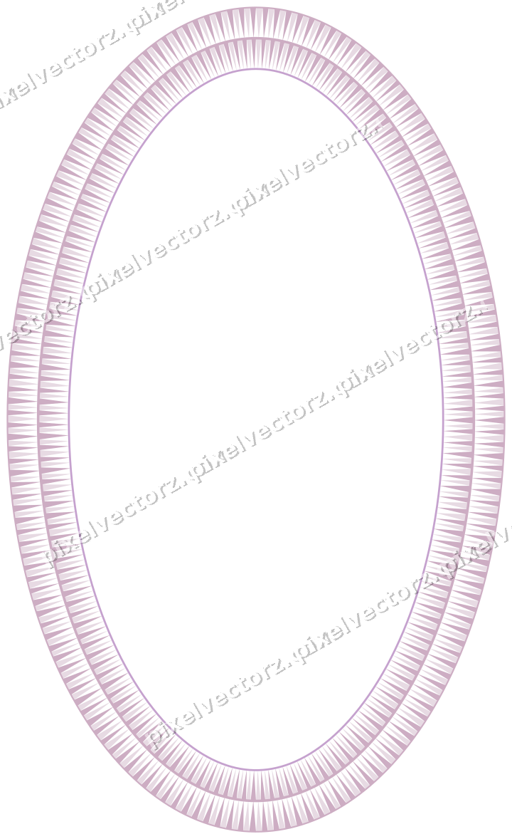 Decorative line art frame in purple and blue with oval and dentil