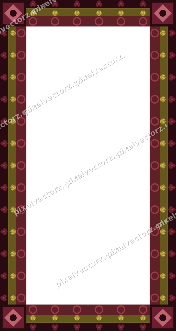 Decorative picture frame border in dark pink and red with trefoil band