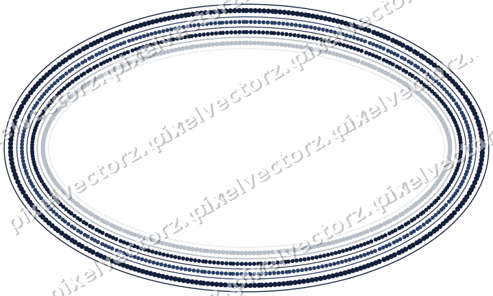 Decorative line art frame in dark blue and white with oval