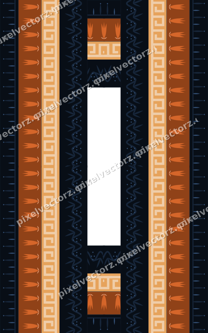 Decorative picture frame border in dark blue with bud and stem