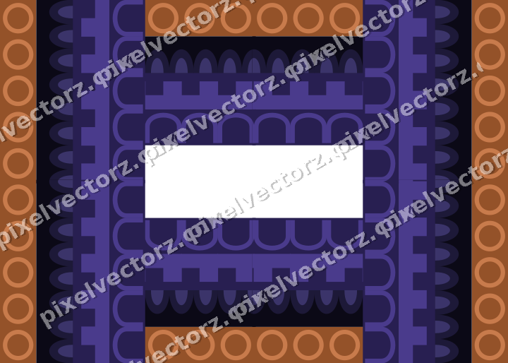 Decorative picture frame border in orange and blue with ring chain