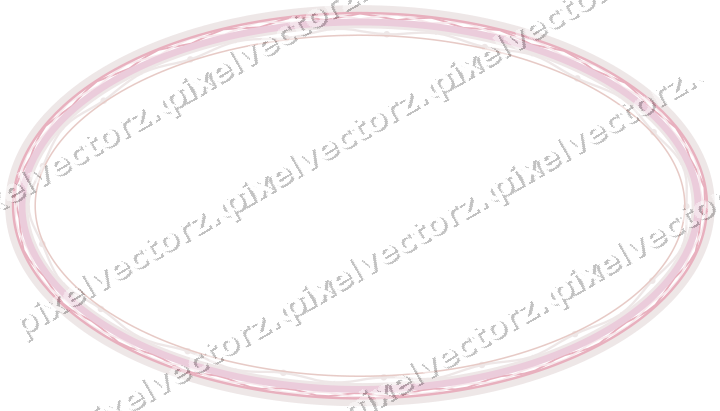 Decorative line art frame in pale pink and pale red with oval