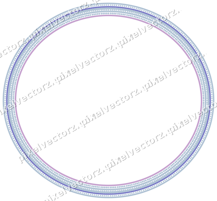 Decorative line art frame in purple and blue with oval and dotted line