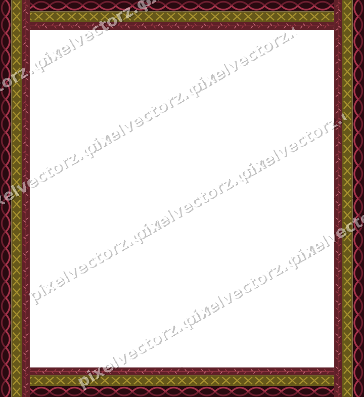 Decorative picture frame border in dark pink and red with cross band