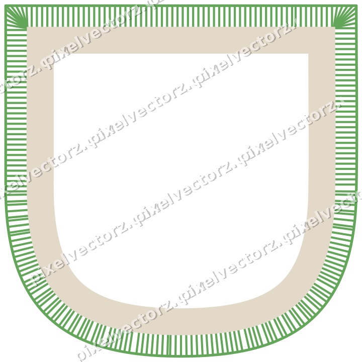 Decorative line art frame in lime and yellow with shield and hatching