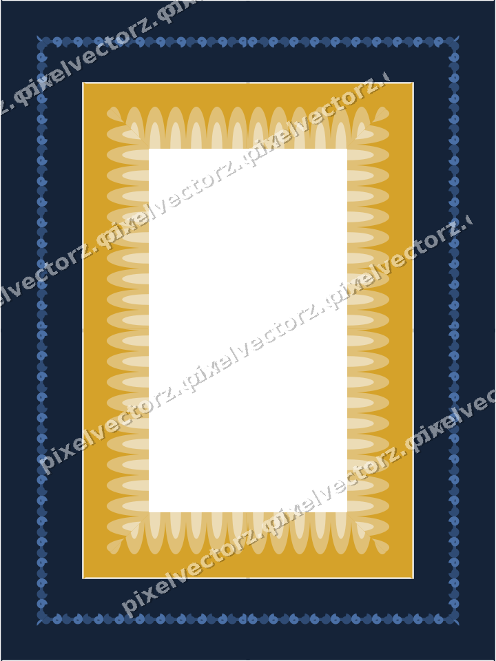 Decorative picture frame border in dark blue with spiral scroll
