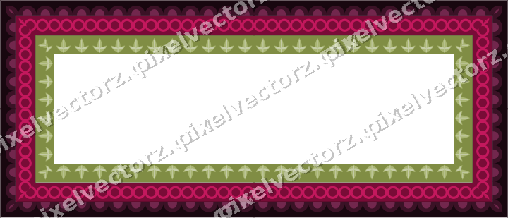 Decorative picture frame border in lime and pink with ring chain