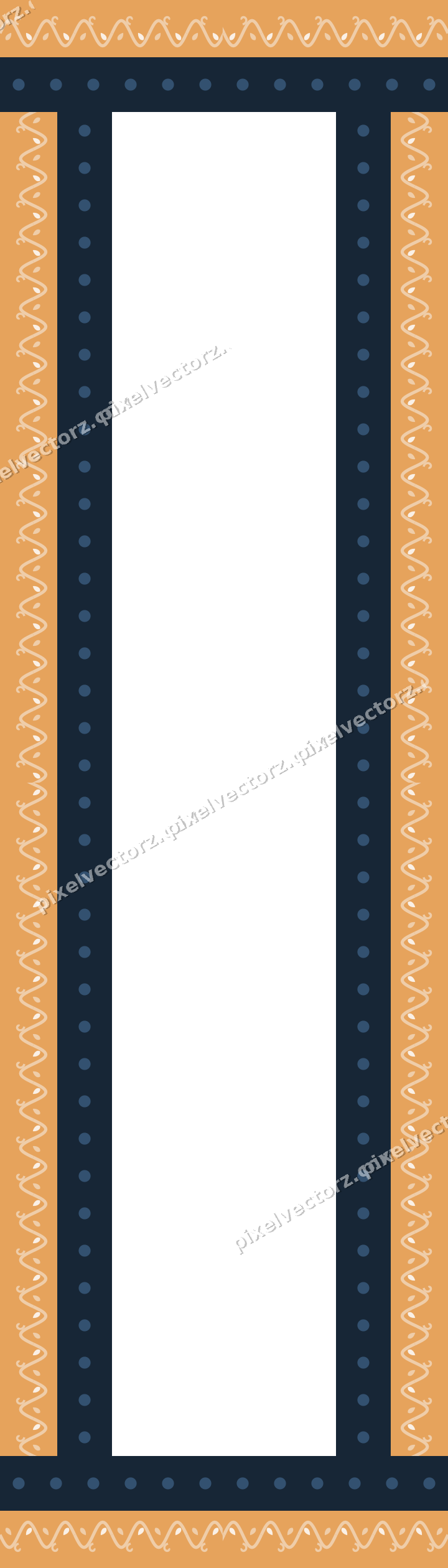 Decorative picture frame border in dark blue with ivy scroll