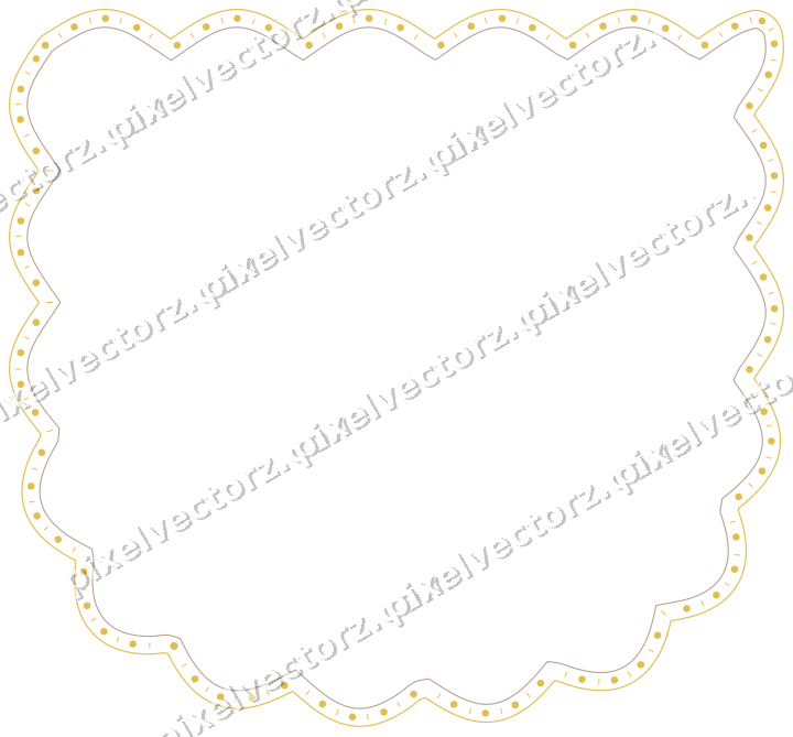 Decorative line art frame in amber and pale orange with shield