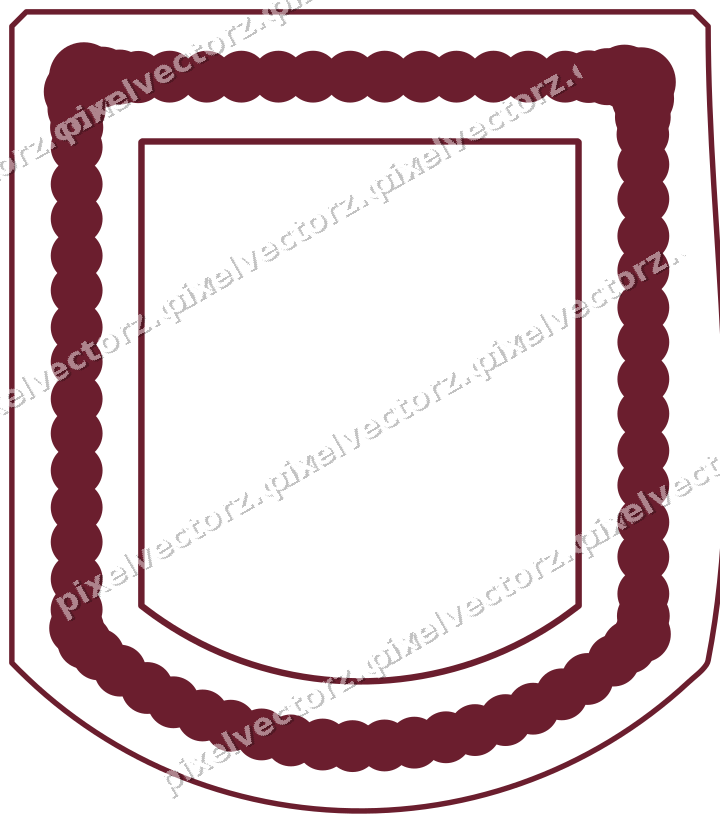 Decorative line art frame in dark pink and red with label plaque