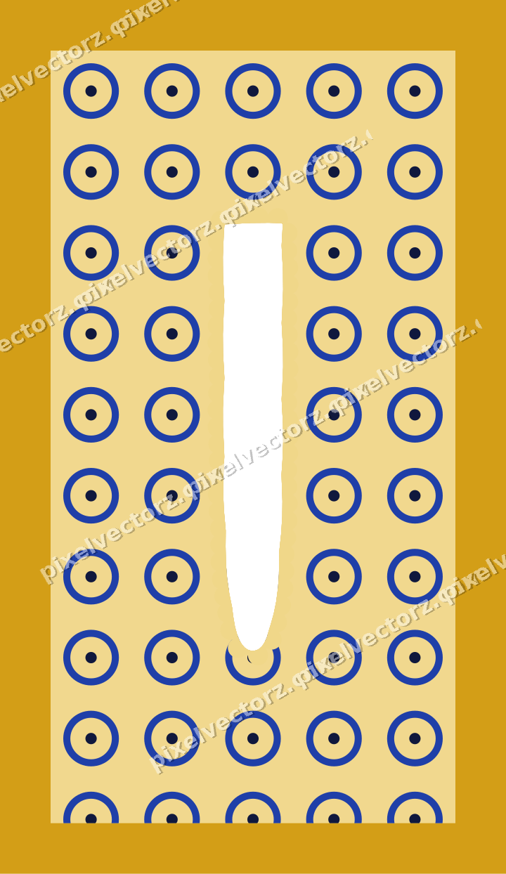 Decorative patterned mat frame in amber and blue with ring pattern