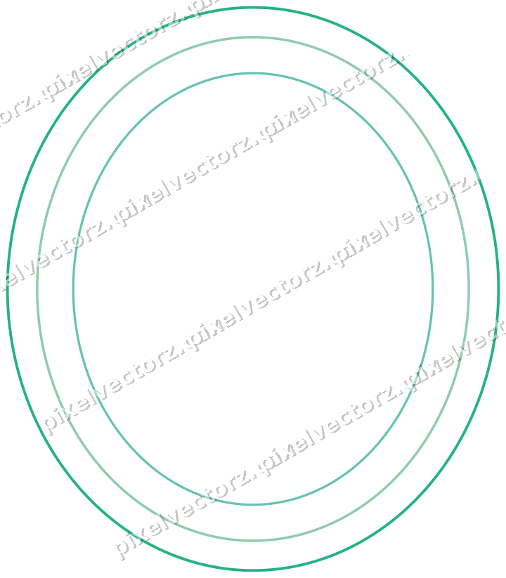 Decorative line art frame in green and teal with oval