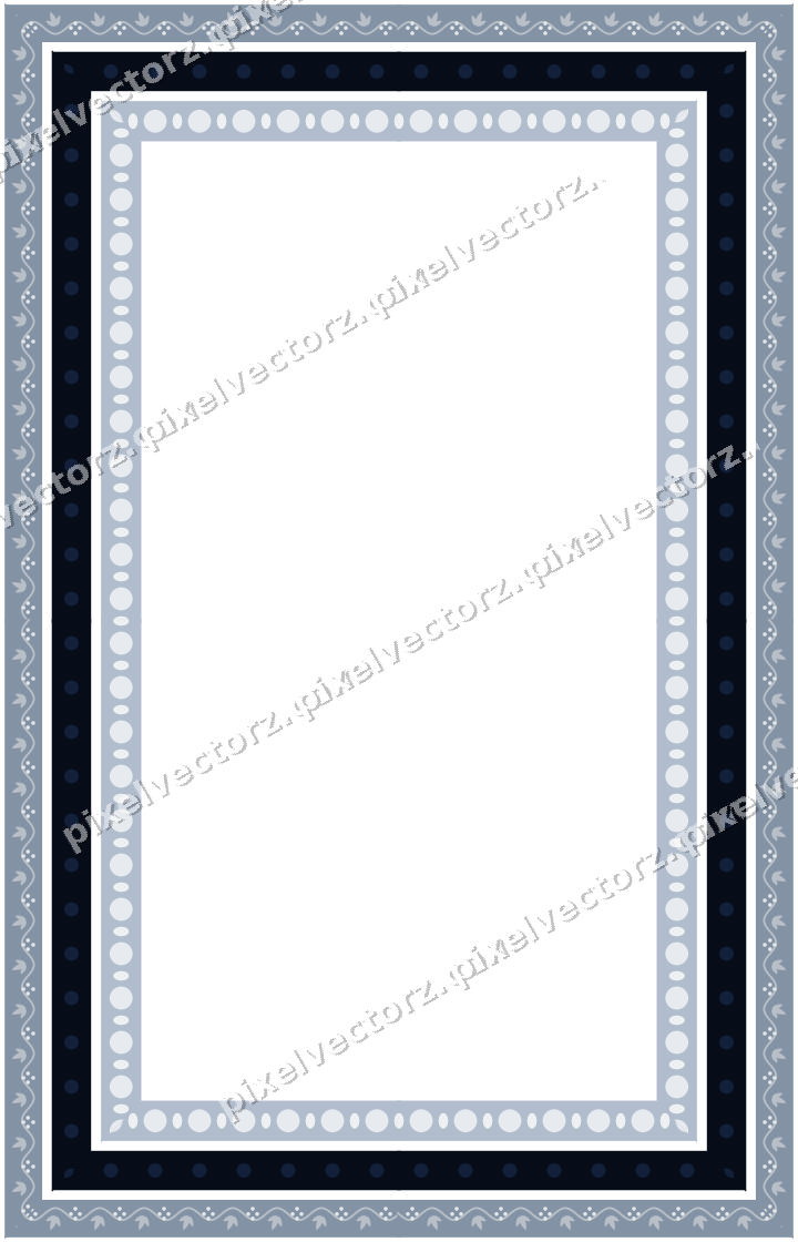 Decorative picture frame border in dark blue and white with grape vine