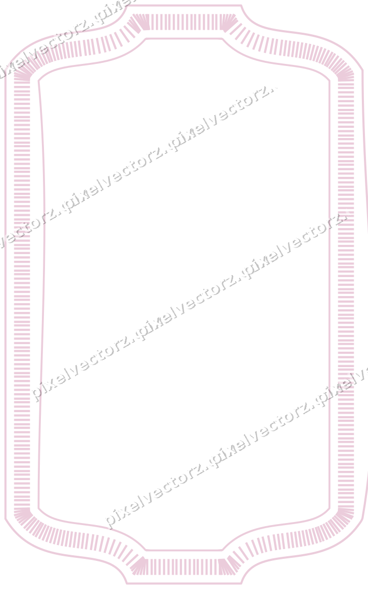 Decorative line art frame in pale pink and pale red with label plaque