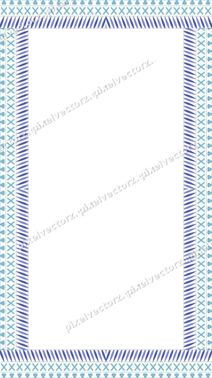 Decorative picture frame border in blue and cyan with cross band