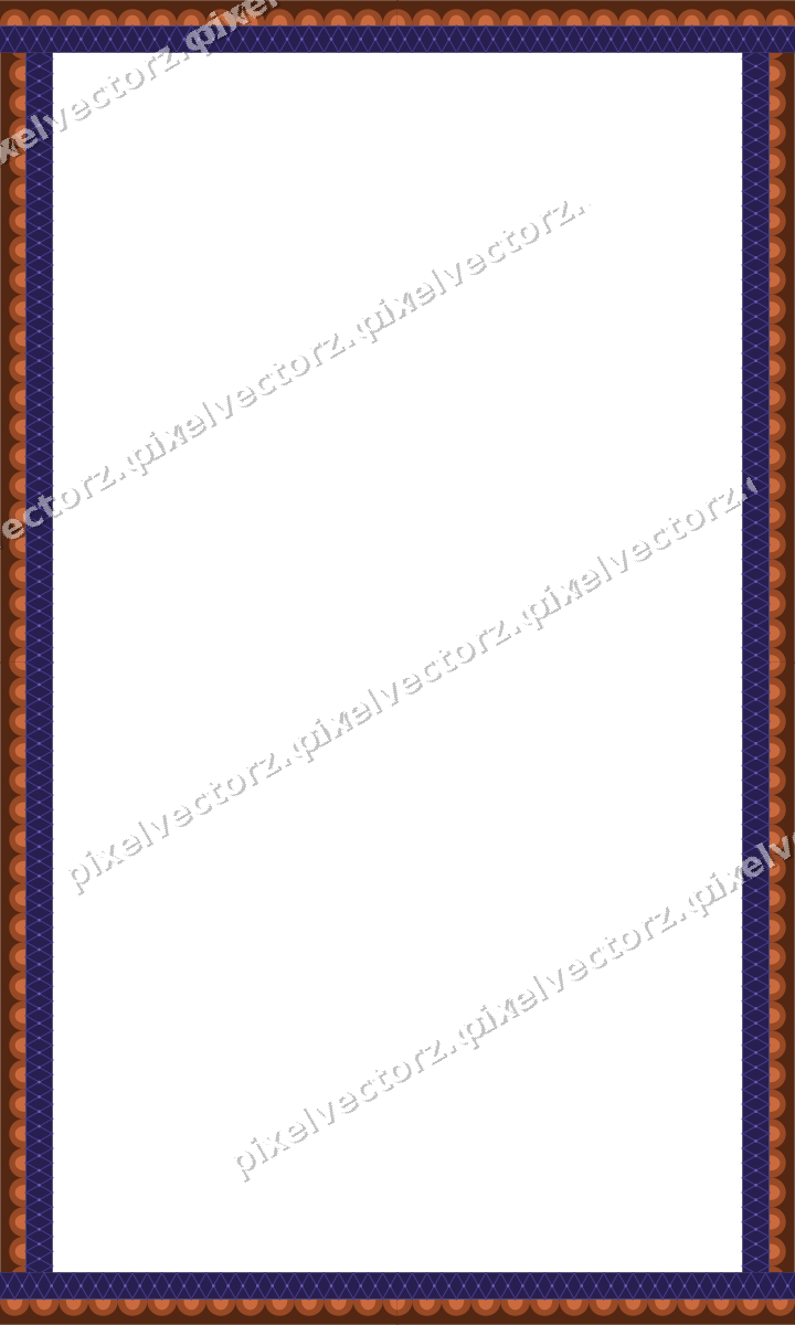 Decorative picture frame border in orange and blue with scale band